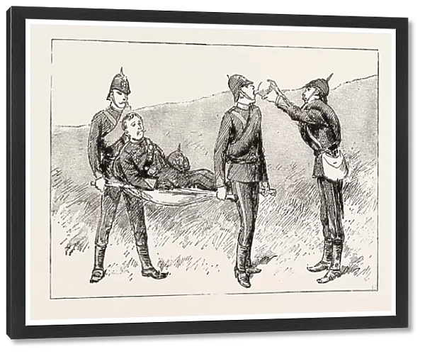 And being Unable to Walk I was Placed on a Stretcher, 1888 Engraving