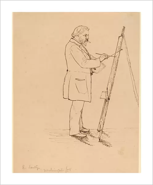 John Quincy Adams Ward, Sketching - Emanuel Leutze, American, 1830 - 1910, 1858, pen