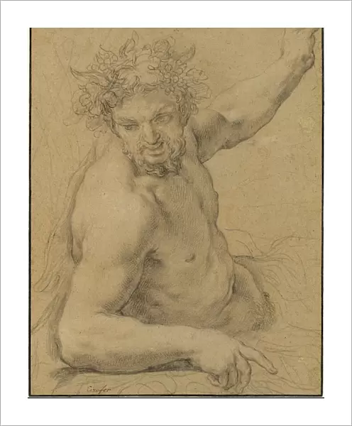 Ciro Ferri (Italian, 1634 - 1689), Reclining Satyr, 1670s, black and white chalk