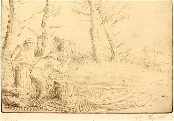 Alphonse Legros, Wheelwright (Un charron), French, 1837 - 1911, drypoint