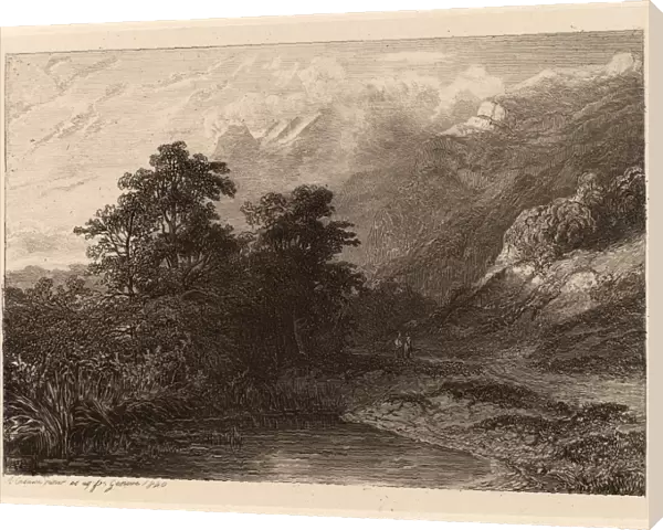 Alexandre Calame, Mountain Lakeside, Swiss, 1810 - 1864, 1840, etching