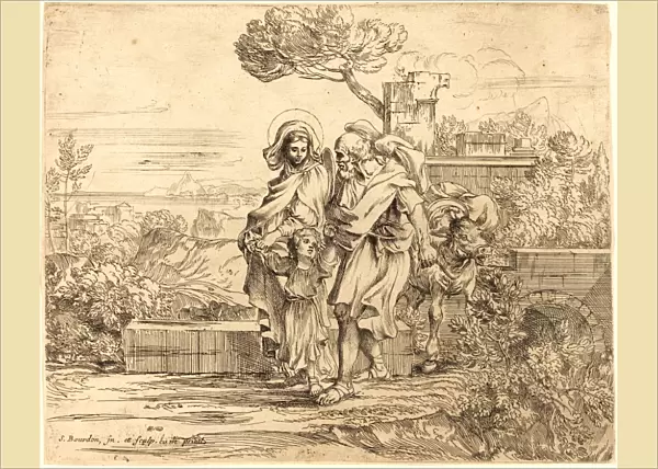 Sa bastien Bourdon, French (1616-1671), The Rest on the Flight into Egypt, etching