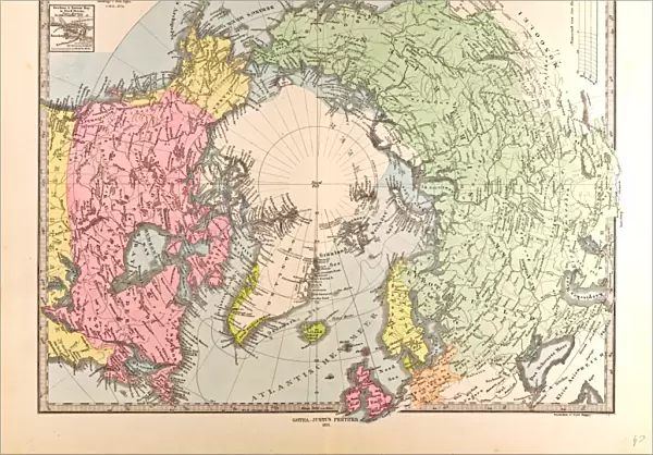Polar Map Gotha, Justus Perthes, 1872, Atlas. Perthes, Johan Georg Justus 1749 aaa 1816