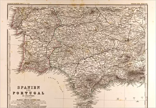 Spain Portugal Map Gotha, Justus Perthes, 1872, Atlas