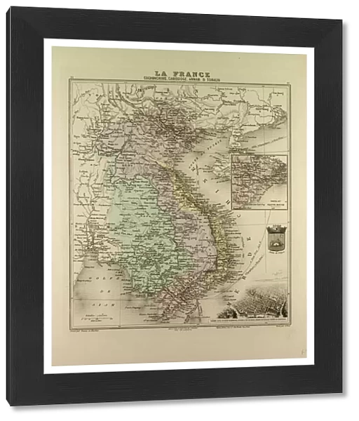 Map of Vietnam, Cambodia, Thailand, Laos, 1896