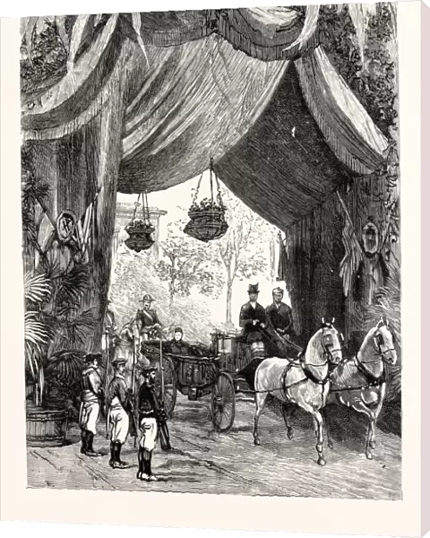 The Oueens Arrival at Grasse: her Majesty Driving Beneath a Triumphal Arch, France