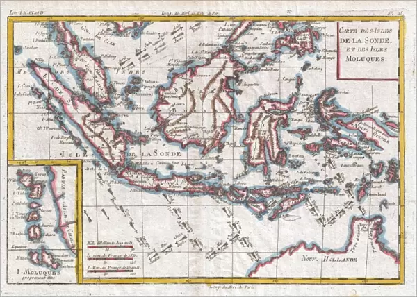 1780, Raynal and Bonne Map of the East Indies, Singapore, Java, Sumatra, Borneo