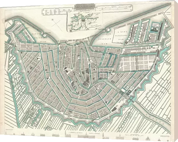 1835, S. D. U. K. City Map or Plan of Amsterdam, The Netherlands, topography, cartography