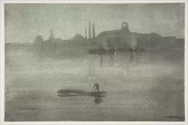 Nocturne Thames Battersea 1878 Lithotint scraping