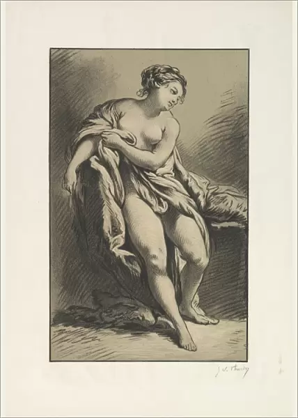 Woman Seated Drapery late 19th century Lithograph