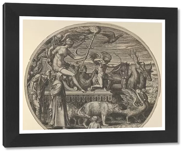 Lust ca 1550-55 Etching Sheet trimmed  /  oval