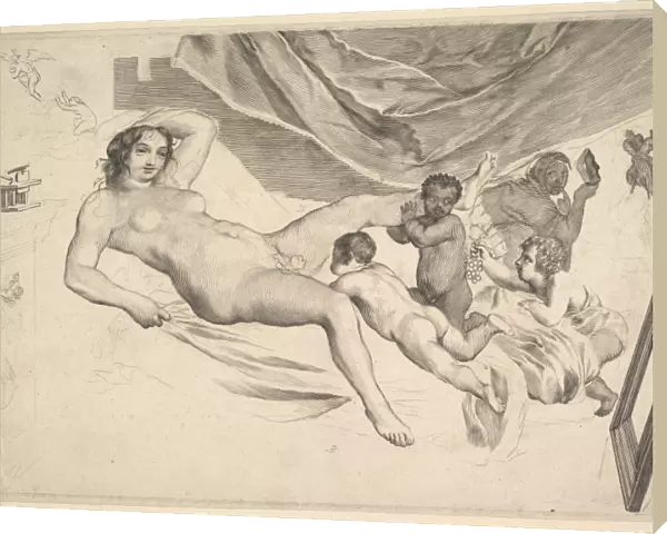 Allegorical Subject Nude Woman Three Children