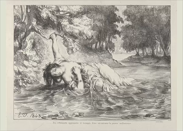 Death Ophelia 1843 Lithograph second state four