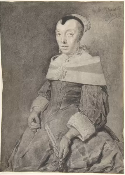 Portrait Lady mid-17th century Black chalk traces