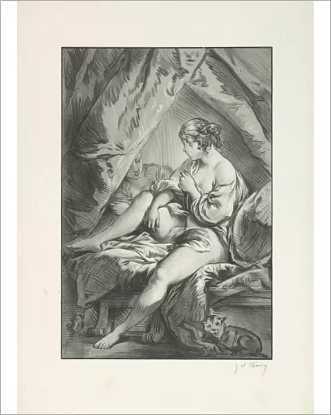 Two Women Couch late 19th century Lithograph