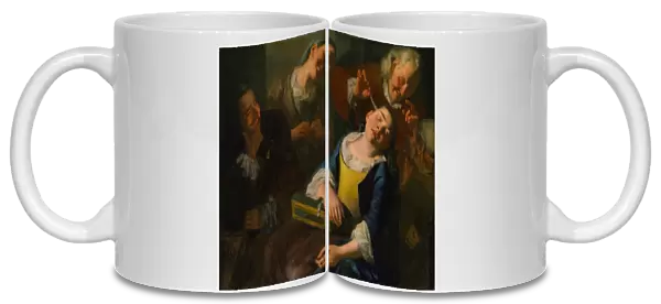 Teasing Sleeping Girl ca 1760 Oil canvas 34 1  /  8 x 42 3  /  8