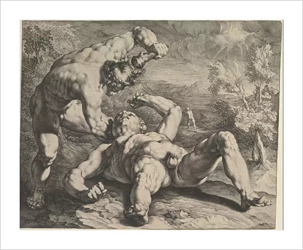 Cain Killing Abel ca 1591 Engraving 33. 3 x 41. 5 cm
