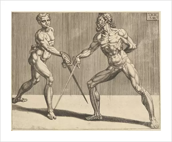 Two Fencers Fencers plate 5 1552 Etching engraving