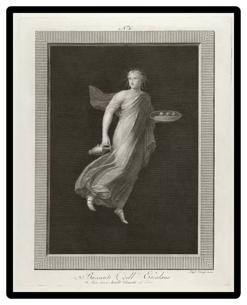 Drawings Prints, Print, bacchante, holding, pitcher, right, hand, carrying, left