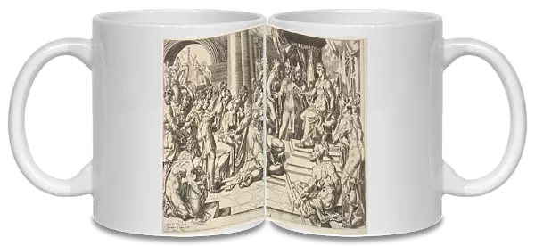 Solomon Queen Sheba 1549 Engraving Prints Dirk Volckertsz Coornhert