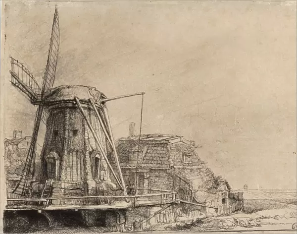 Drawings Prints, Print, Windmill, Artist, Rembrandt van Rijn, Dutch, Leiden 1606-1669 Amsterdam