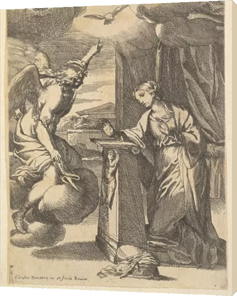 Annunciation Etching second state two sheet 15 3  /  8 x 9 13  /  16