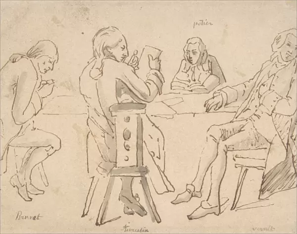 Four Artists seated table Brunet Potier Tiercetin