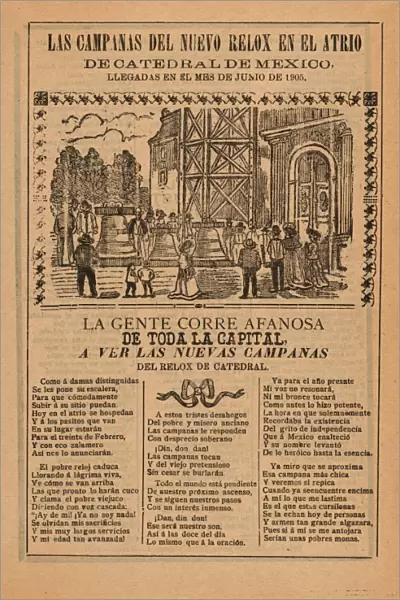 Broadsheet, relating, new clock, installed, cathedral, Mexico City, June 1905, Jose