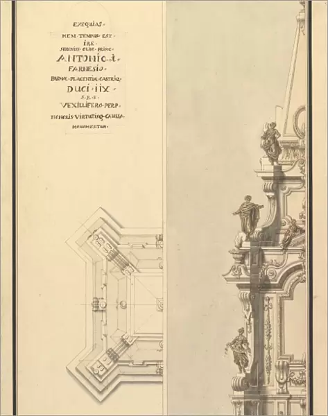 Half Elevation Ground Plan Catafalque Antonio Farnese