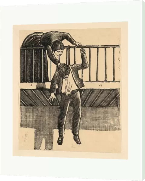 Drawings Prints, Print, woman, discovering, man, committed, suicide, hanging, himself