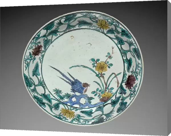 Plate Bird Flower Kutani Ware mid late 1600s