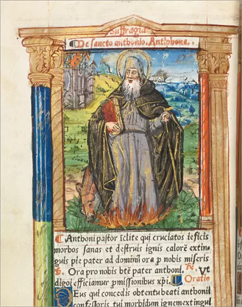 Printed Book Hours Rome fol 104v St. Anthony Abbot