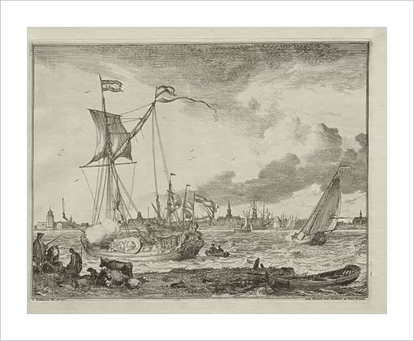 View Amsterdam Ships Foreground 1701 Ludolf Backhuysen