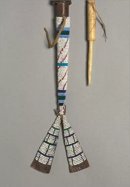 Bone Awl Beaded Case late 1800s America Native North American