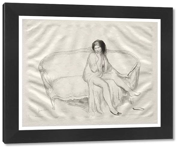 Nude Woman Seated Sofa Jean Veber French 1868-aft 1907