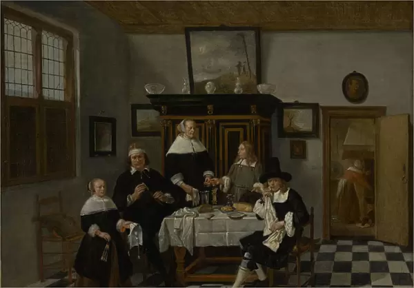 Family Group Dinner Table Attributed Quiringh Gerritsz