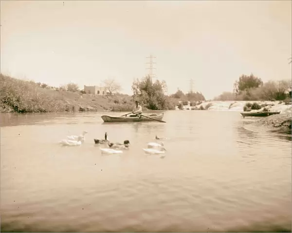 Man rowboat lake Tel Aviv 1920 Israel