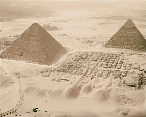 Air views Palestine Cairo pyramids two largest