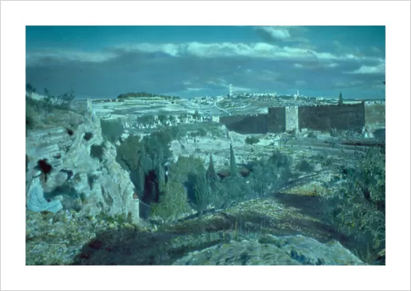 North city wall Olivet Gordon Calvary 1950 Jerusalem