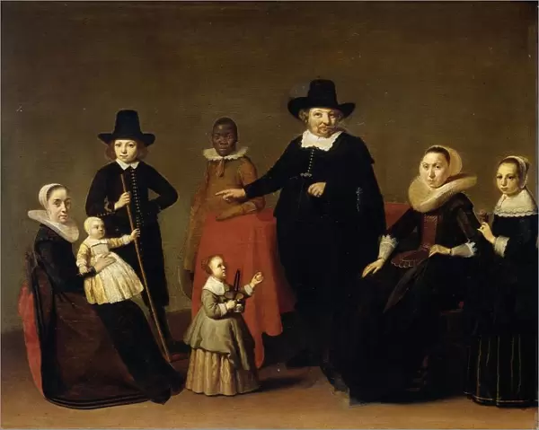 Family group black man Parents five children