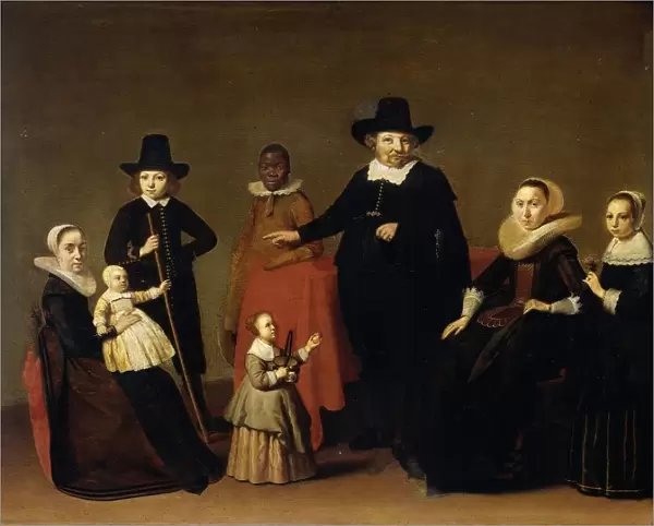 Family group black man Parents five children