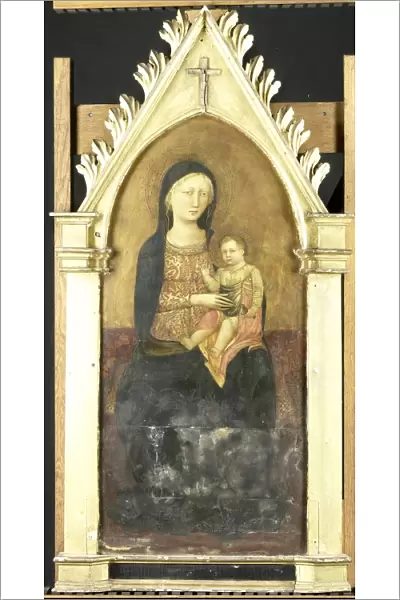 Virgin Child Maria sitting couch Christ child