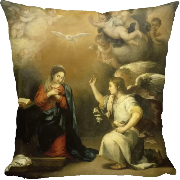 Annunciation Virgin Mary Mary turns angel kneels