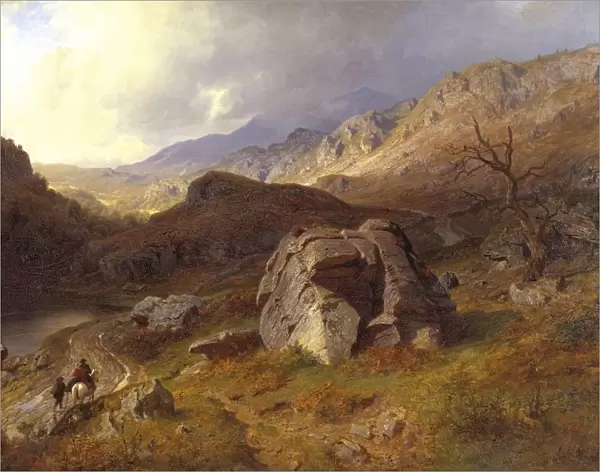 Gude Lledr Valley Wales painting 1864 oil canvas