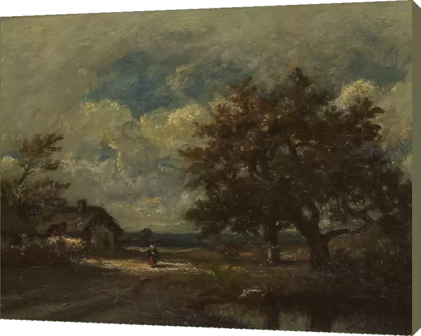 Cottage Roadside Stormy Sky c. 1860 Jules DuprA