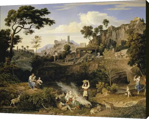 Landscape Olevano train dancing peasants 1823  /  1824