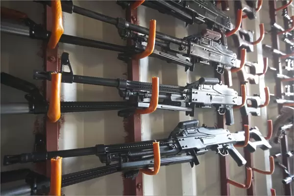 An armory of PK machine guns designed in the Soviet Union