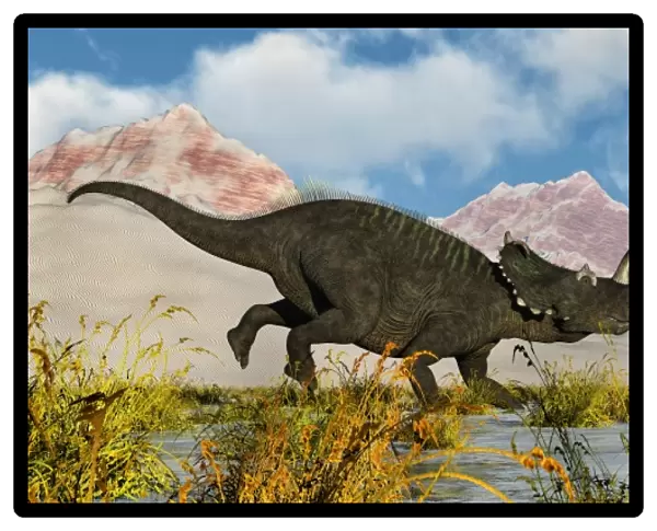 A territorial dispute between a pair of male Centrosaurus dinosaurs