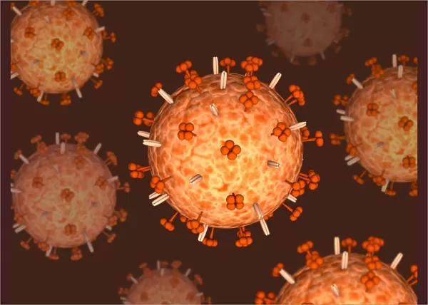 Conceptual image of influenza causing flu virus