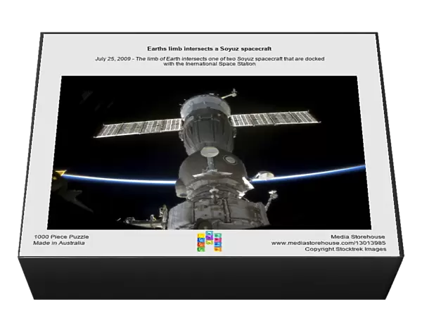 Earths limb intersects a Soyuz spacecraft